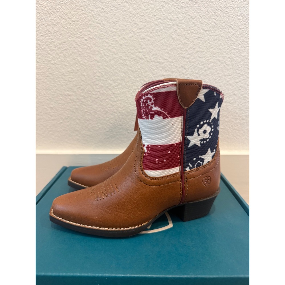 Ariat Kids July Yukon Brown Patriotic Print Western Boots 10019917 Size 11.5M